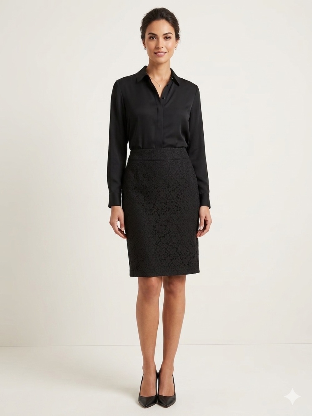 Talbots navy Blue Lace Pencil Skirt Size 14